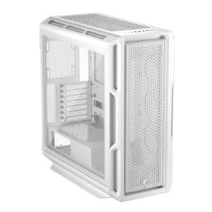 Corsair 5000T Gaming Case w/ Glass Side, E-ATX, No Fans, USB-C, Asus BTF Compatible, White - Image 1